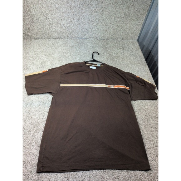 Point Zero Other - Point Zero Mens XL Brown Striped Short Sleeve T-Shirt Crew Neck Y2K Streetwear